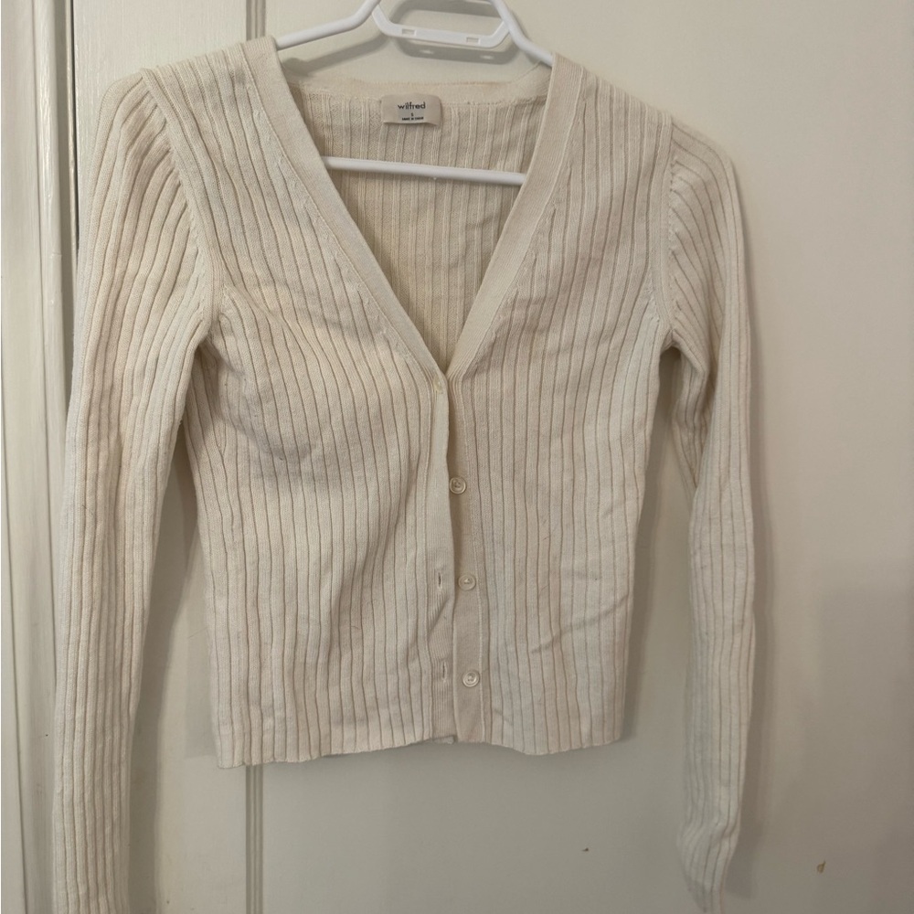 Wilfred Ivory Ribbed Cardigan